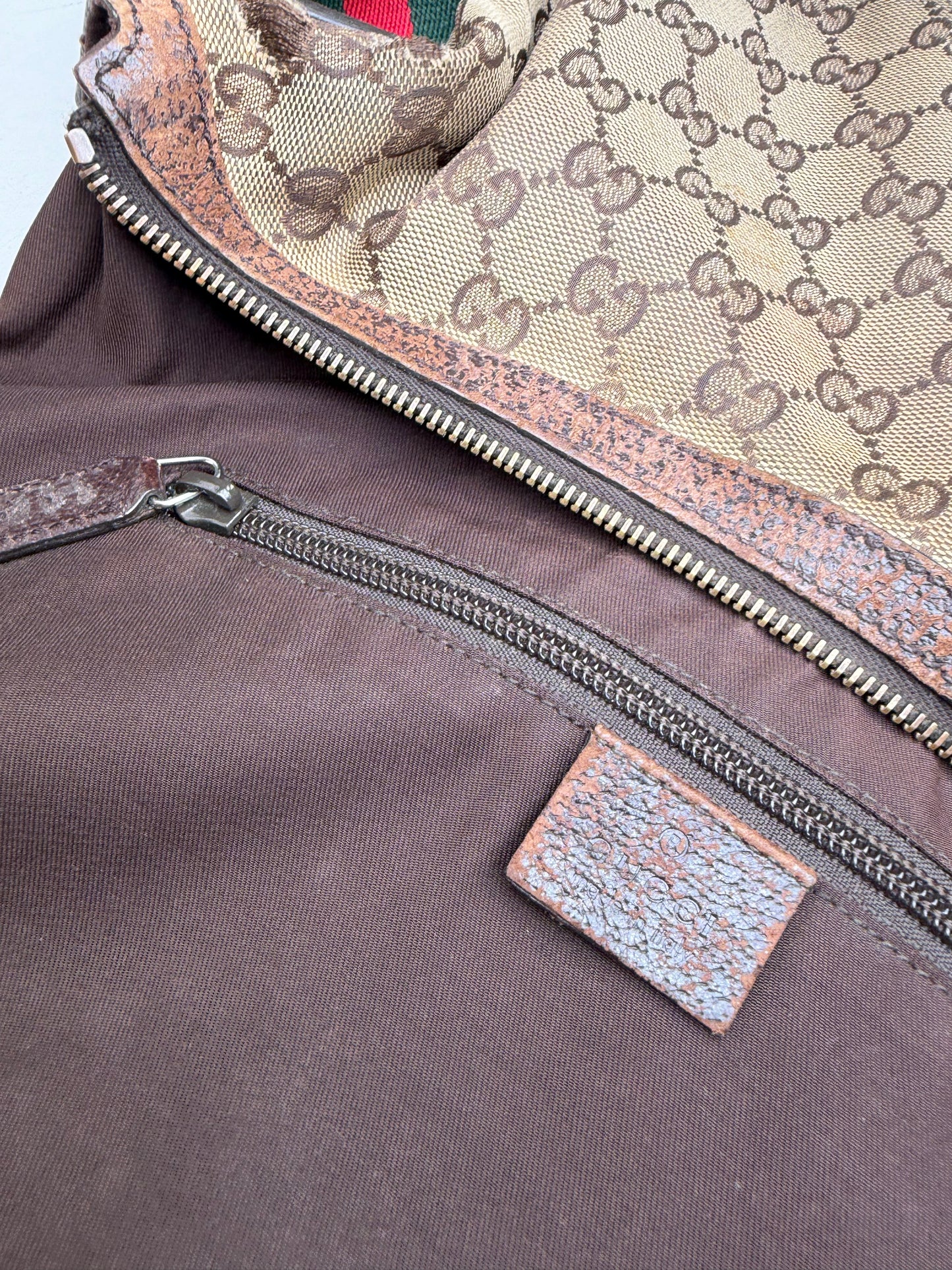 Vintage Gucci GG Supreme Shoulder Bag Beige Brown