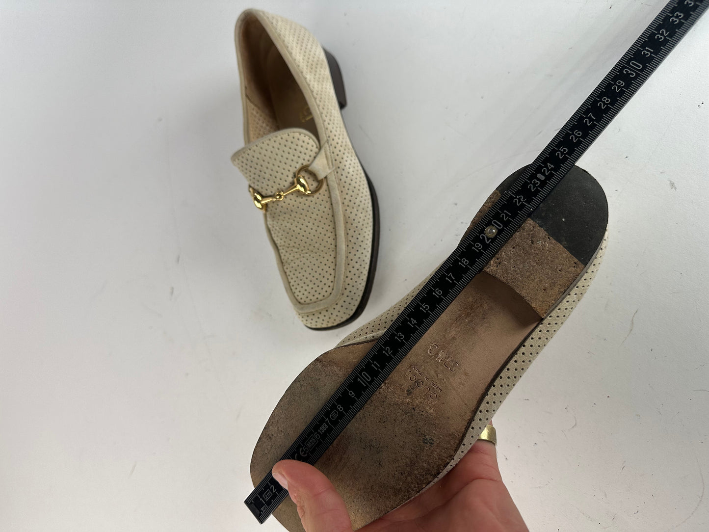Vintage Gucci Suede summer Horsebit Loafer Grey White 37,5