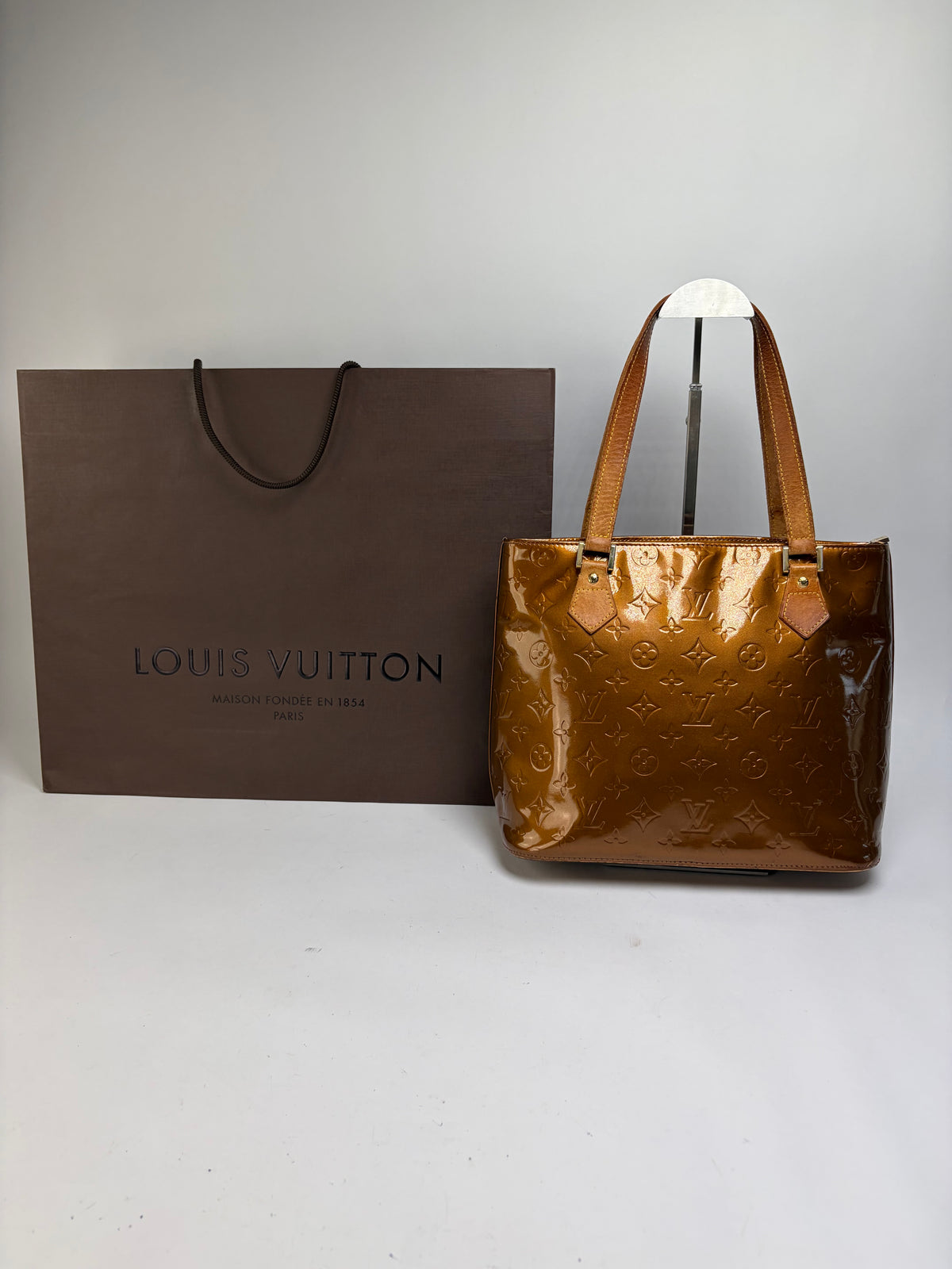 Vintage Louis Vuitton Monogram Vernis Patent Tote Late 1990s Dark Brown