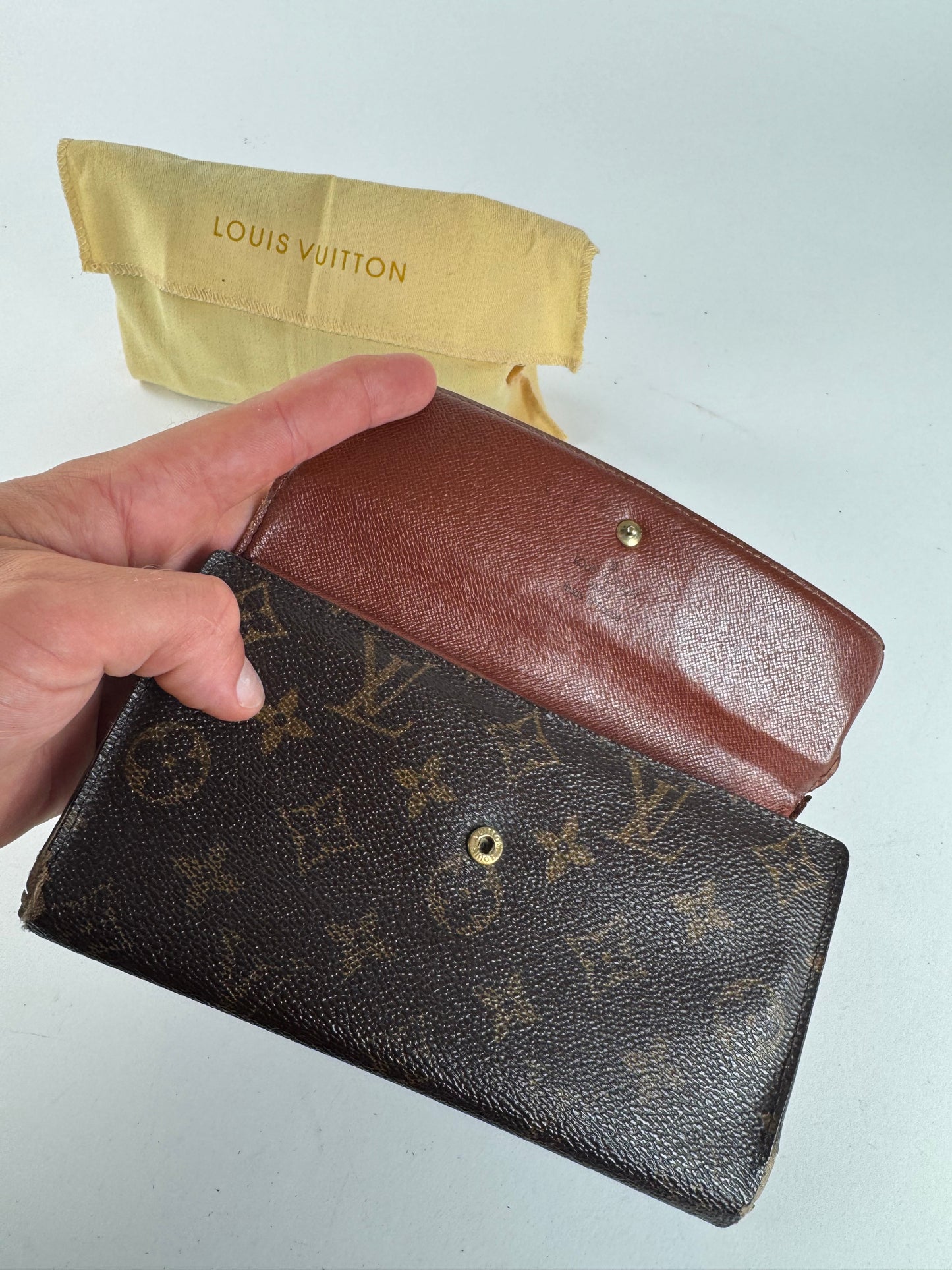 Vintage Louis Vuitton leather monogram wallet brown