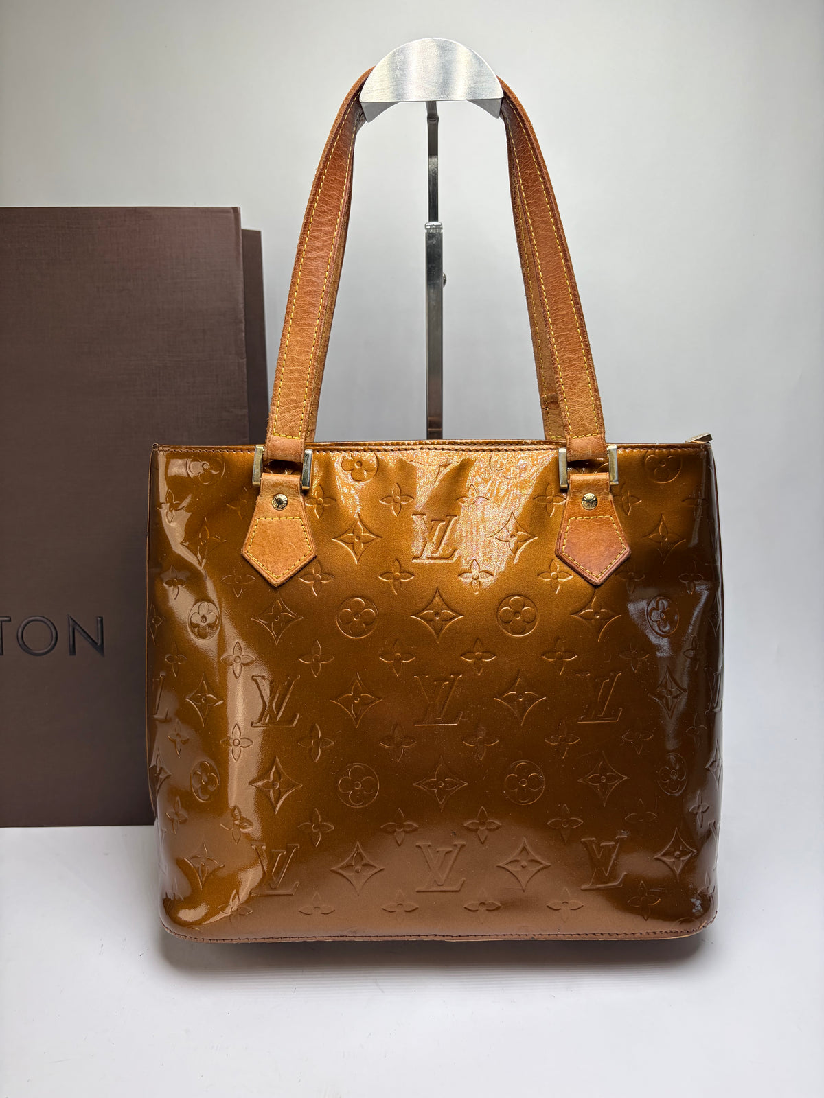 Vintage Louis Vuitton Monogram Vernis Patent Tote Late 1990s Dark Brown