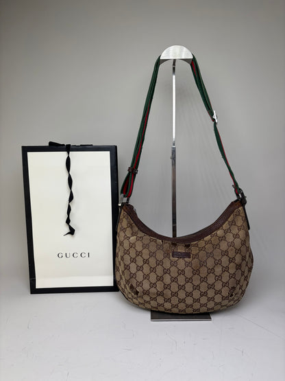 Vintage Gucci GG Supreme Shoulder Bag Beige Brown