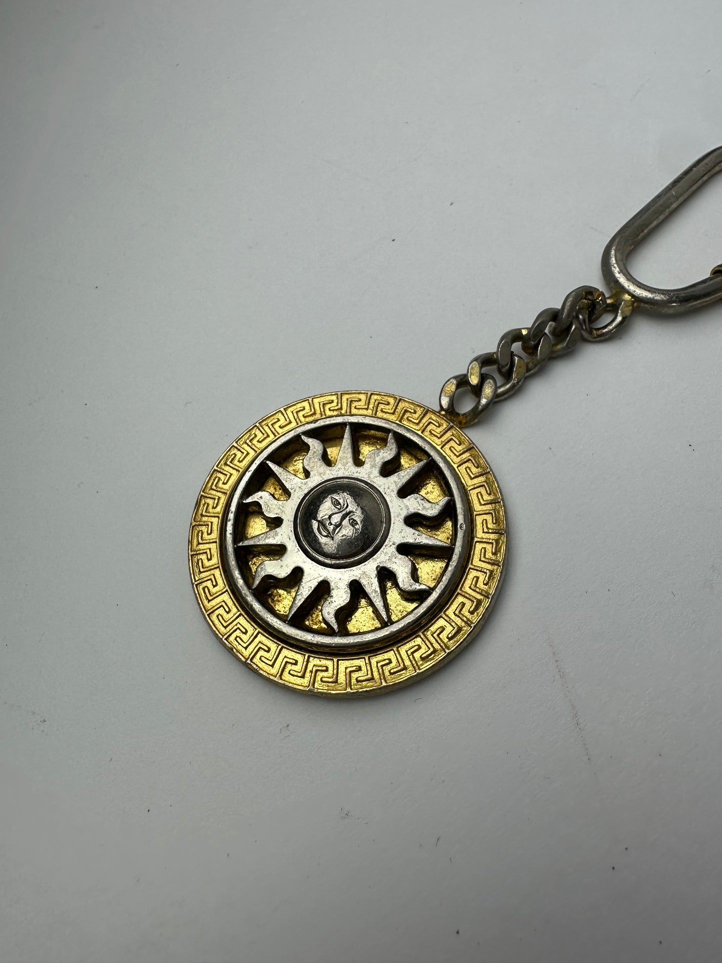 Vintage Gianni Versace Sun Emblossed Gold Plated Pendant