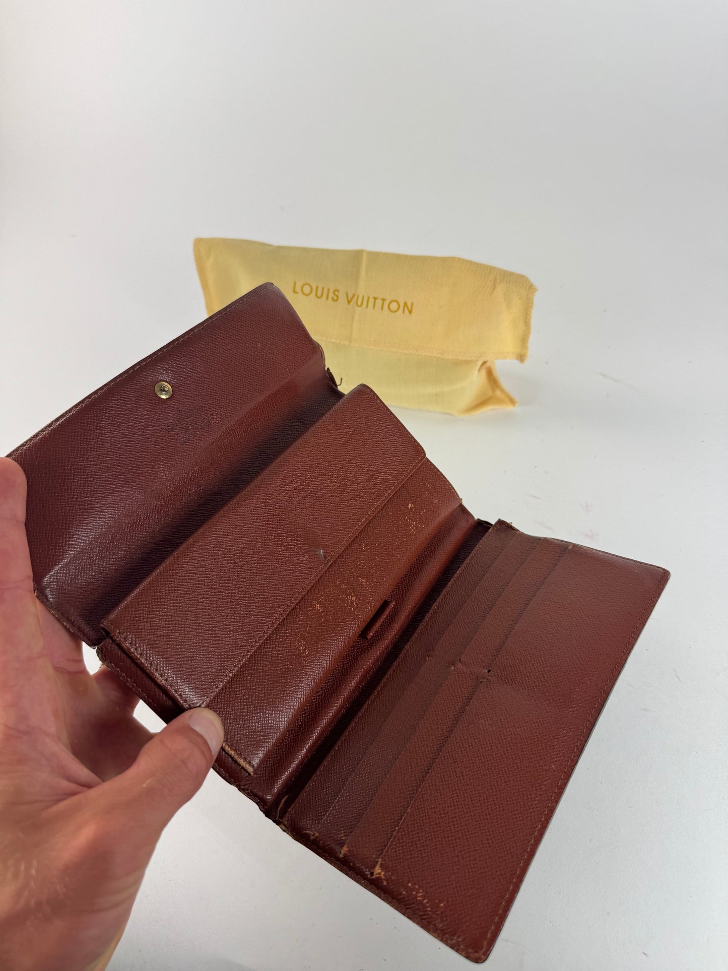 Vintage Louis Vuitton leather monogram wallet brown