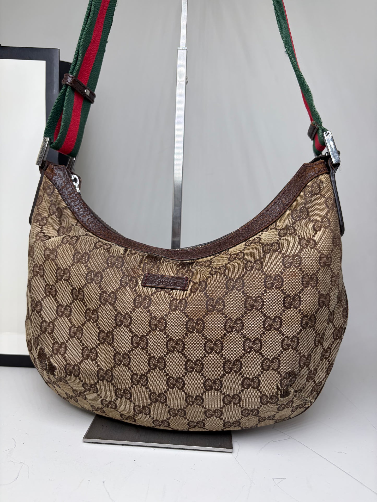 Vintage Gucci GG Supreme Shoulder Bag Beige Brown