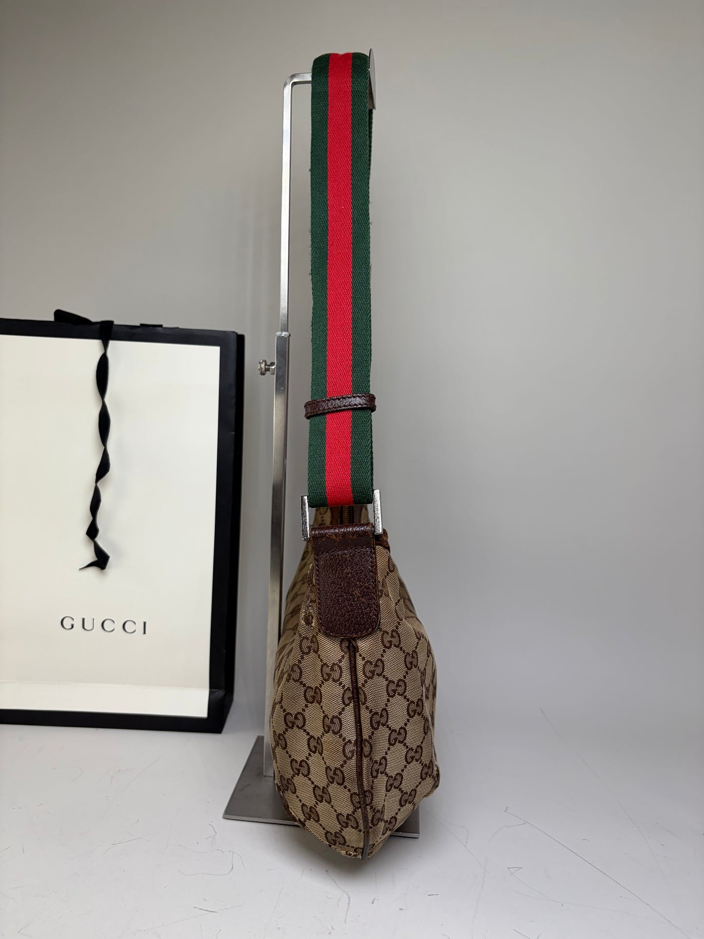 Vintage Gucci GG Supreme Shoulder Bag Beige Brown