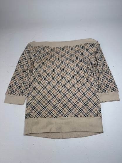 Vintage Burberry Nova Check Short-Sleeve Sweater beige M