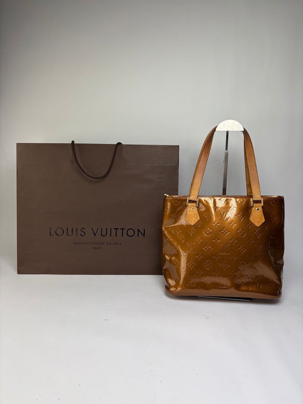 Vintage Louis Vuitton Monogram Vernis Patent Tote Late 1990s Dark Brown