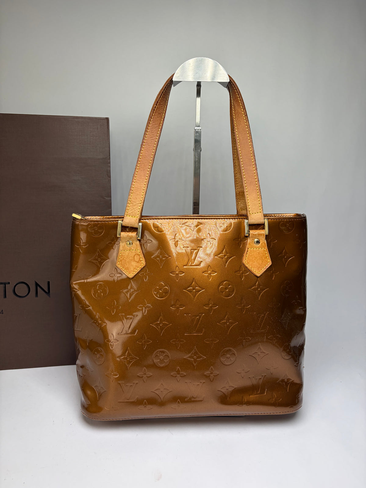 Vintage Louis Vuitton Monogram Vernis Patent Tote Late 1990s Dark Brown