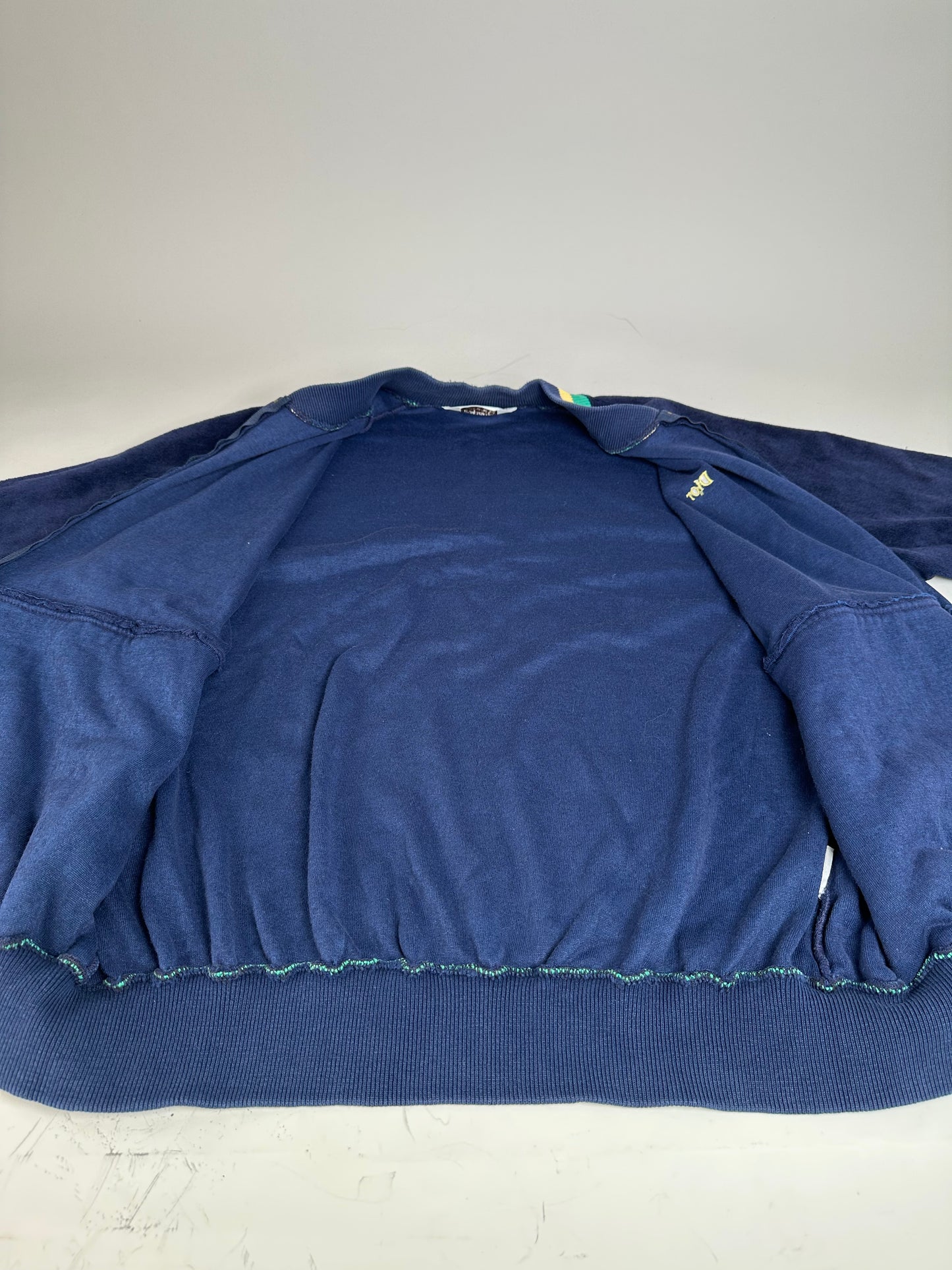 Vintage Dior Men's Cotton Velour Jacket Navy Yellow Green L