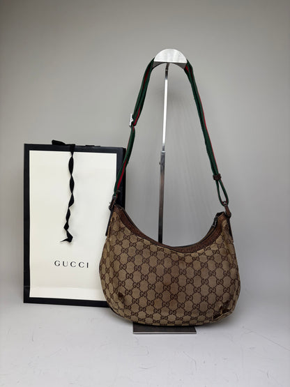 Vintage Gucci GG Supreme Shoulder Bag Beige Brown