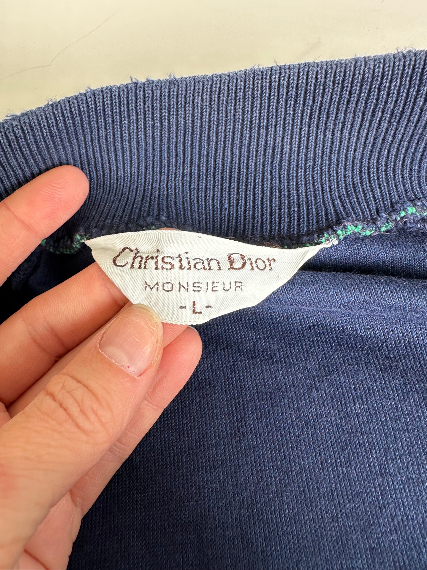 Vintage Dior Men's Cotton Velour Jacket Navy Yellow Green L