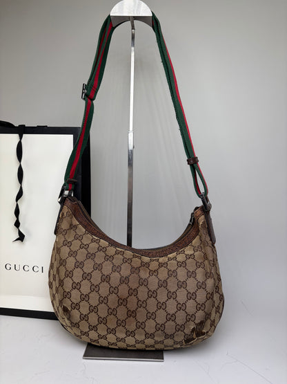 Vintage Gucci GG Supreme Shoulder Bag Beige Brown
