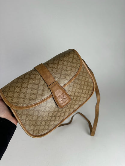 Vintage Celine Paris Monogram Leather Bag Triomphe brown