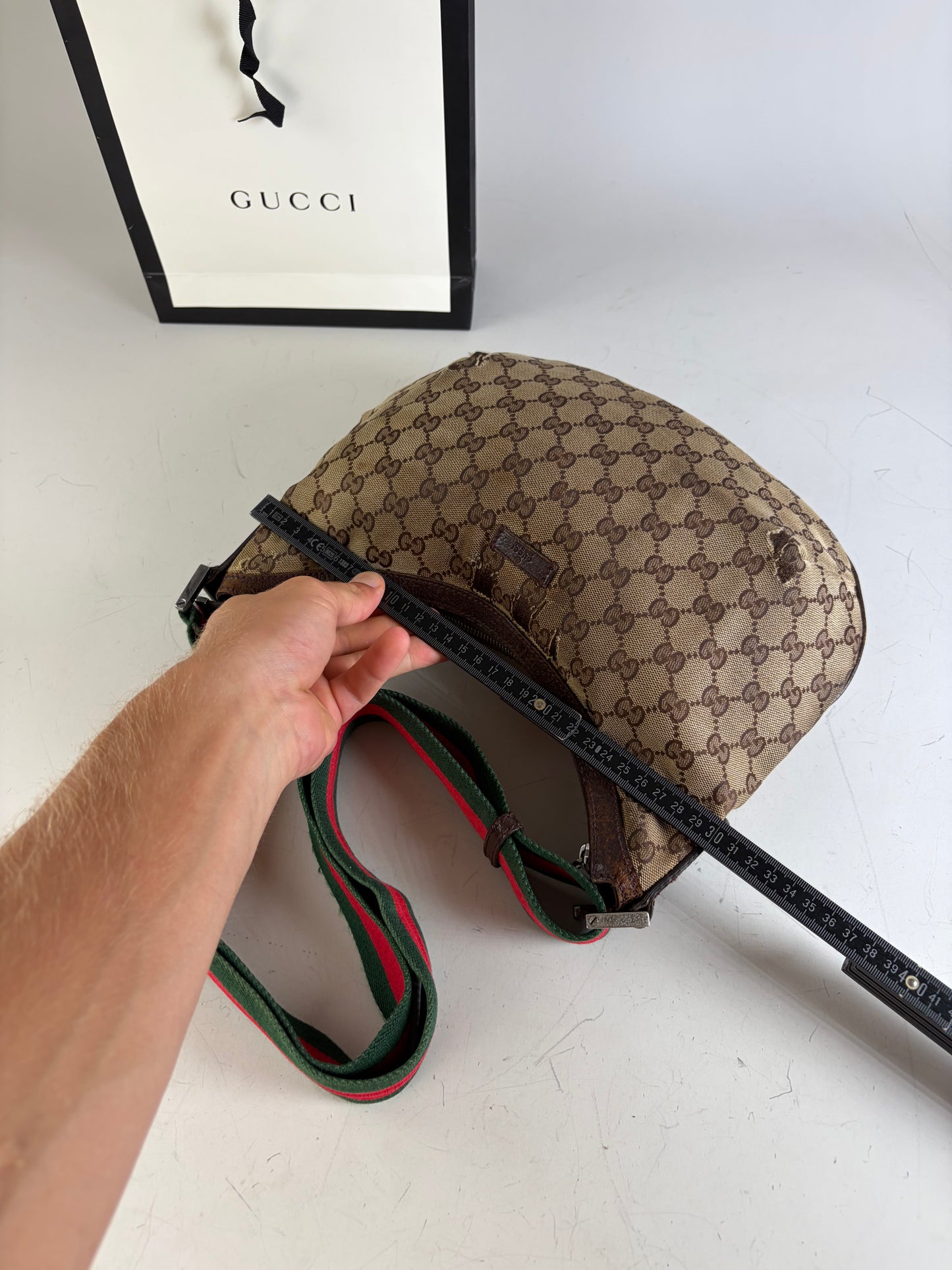 Vintage Gucci GG Supreme Shoulder Bag Beige Brown