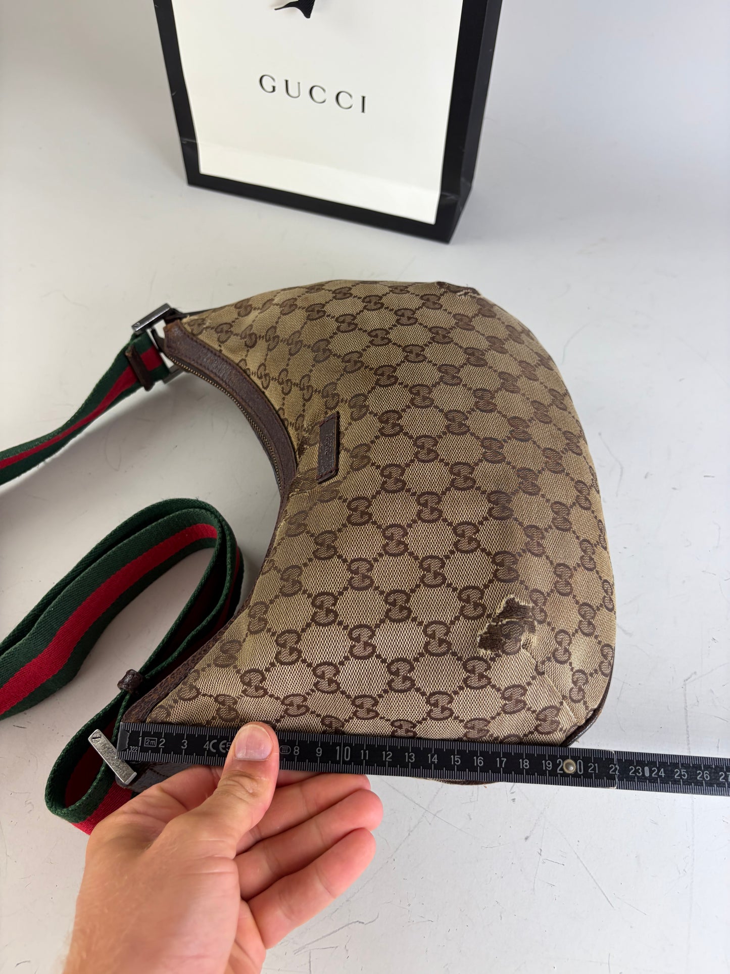 Vintage Gucci GG Supreme Shoulder Bag Beige Brown