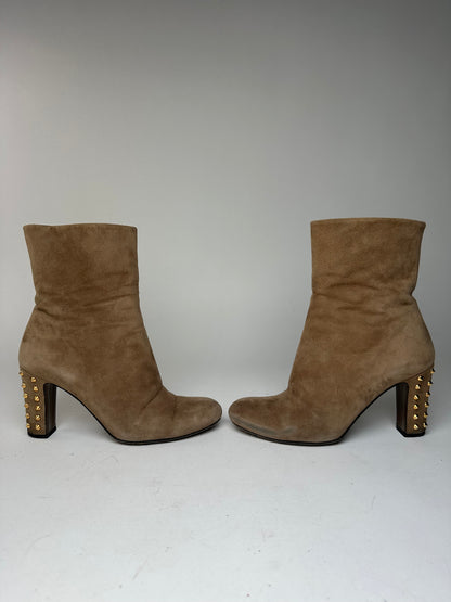 Vintage Gucci Studded Heeled Boots Brown 37