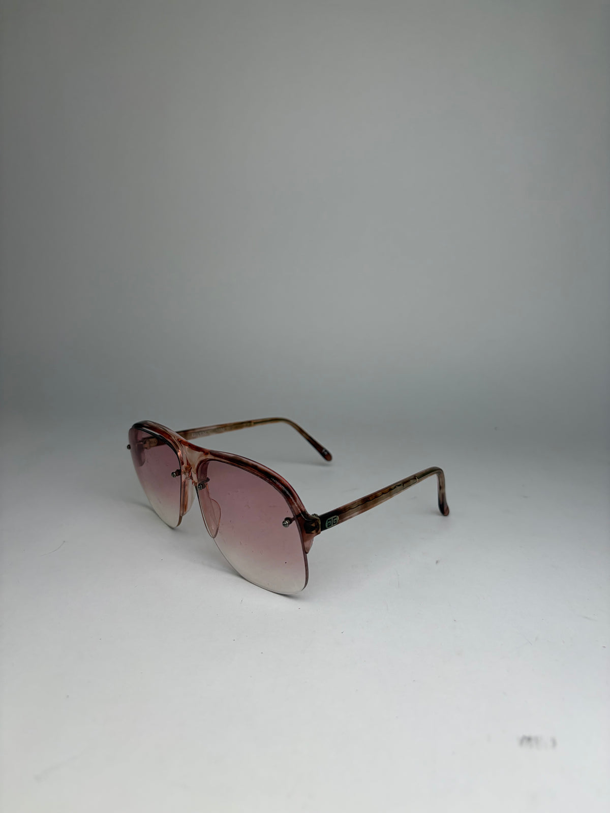 Vintage Givenchy 4G Logo Aviator Sunglasses c. Late 1970s Pink Tortoiseshell
