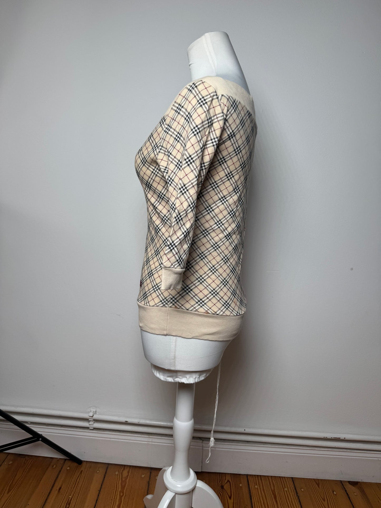 Vintage Burberry Nova Check Short-Sleeve Sweater beige M