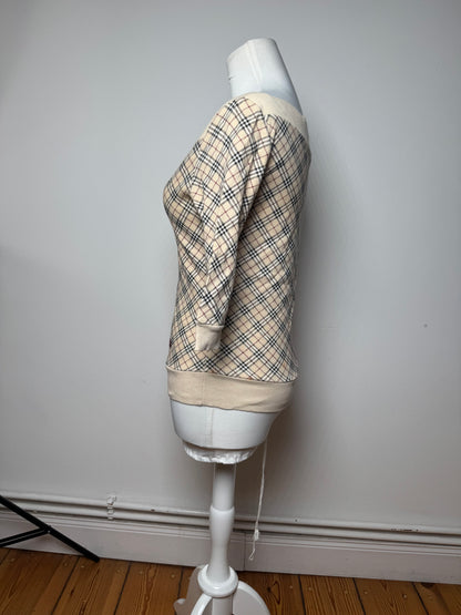 Vintage Burberry Nova Check Short-Sleeve Sweater beige M