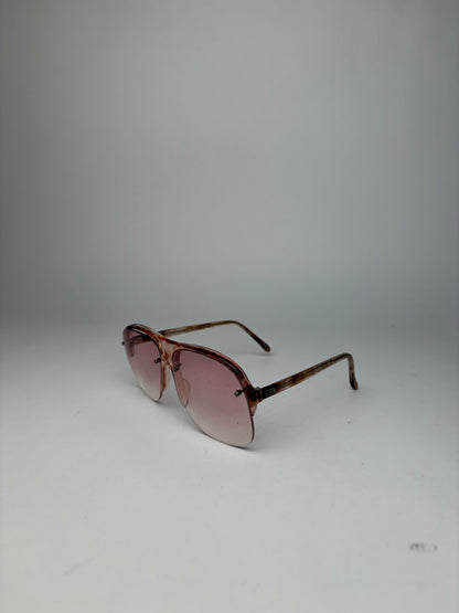 Vintage Givenchy 4G Logo Aviator Sunglasses c. Late 1970s Pink Tortoiseshell