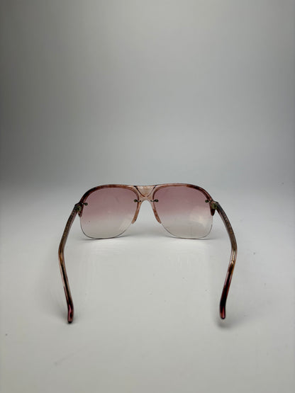 Vintage Givenchy 4G Logo Aviator Sunglasses c. Late 1970s Pink Tortoiseshell