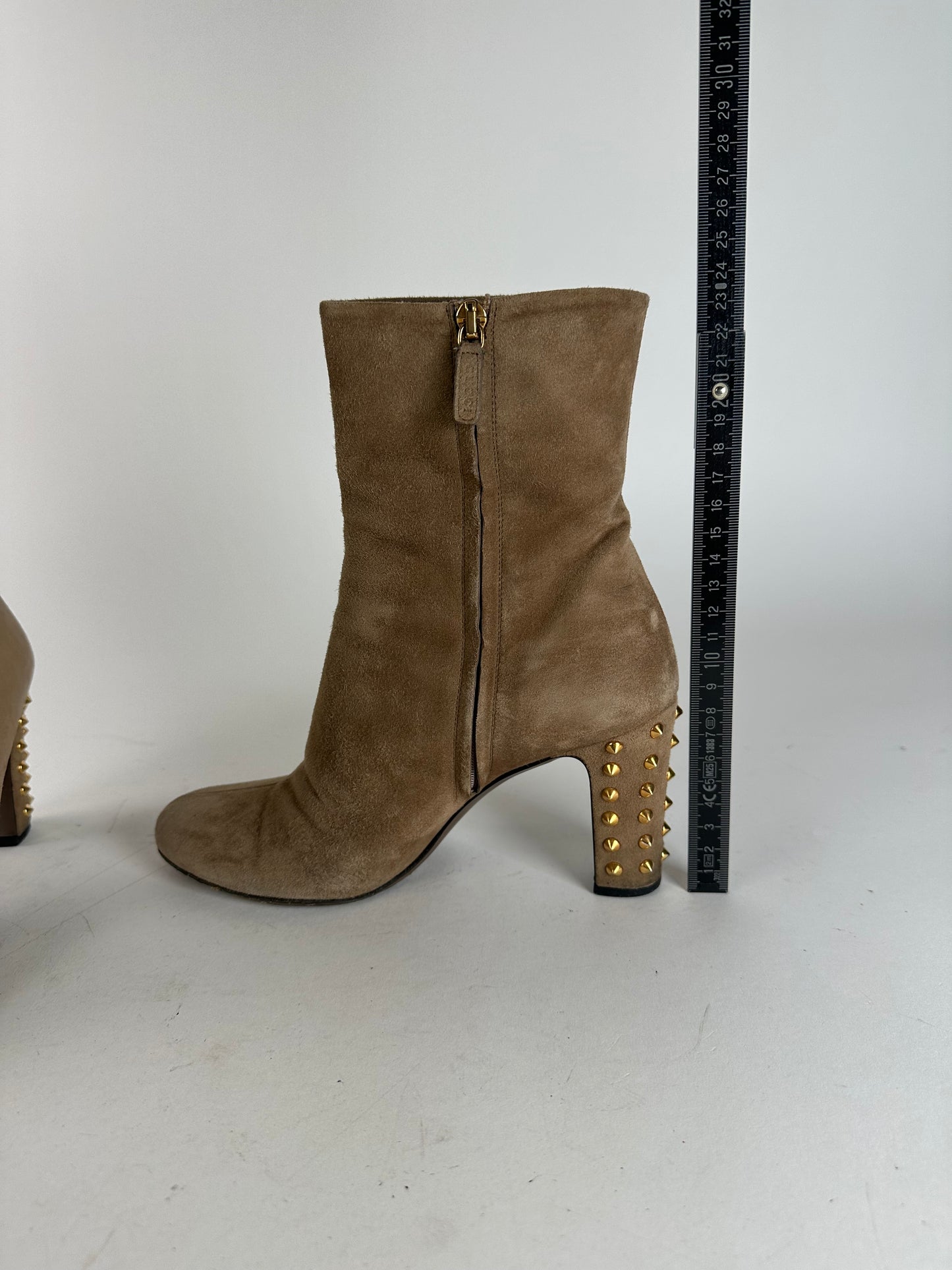Vintage Gucci Studded Heeled Boots Brown 37