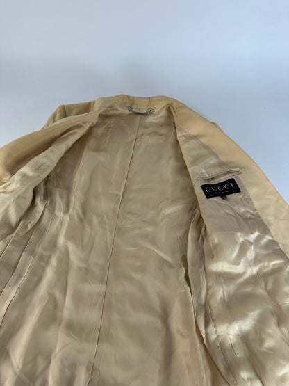 Vintage Gucci Viscose Longline Blazer Beige IT42
