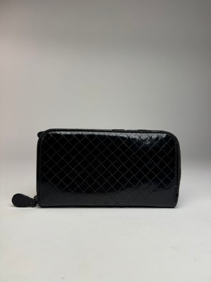 Vintage Bottega Veneta Intrecciato Leather Wallet Black zipper off