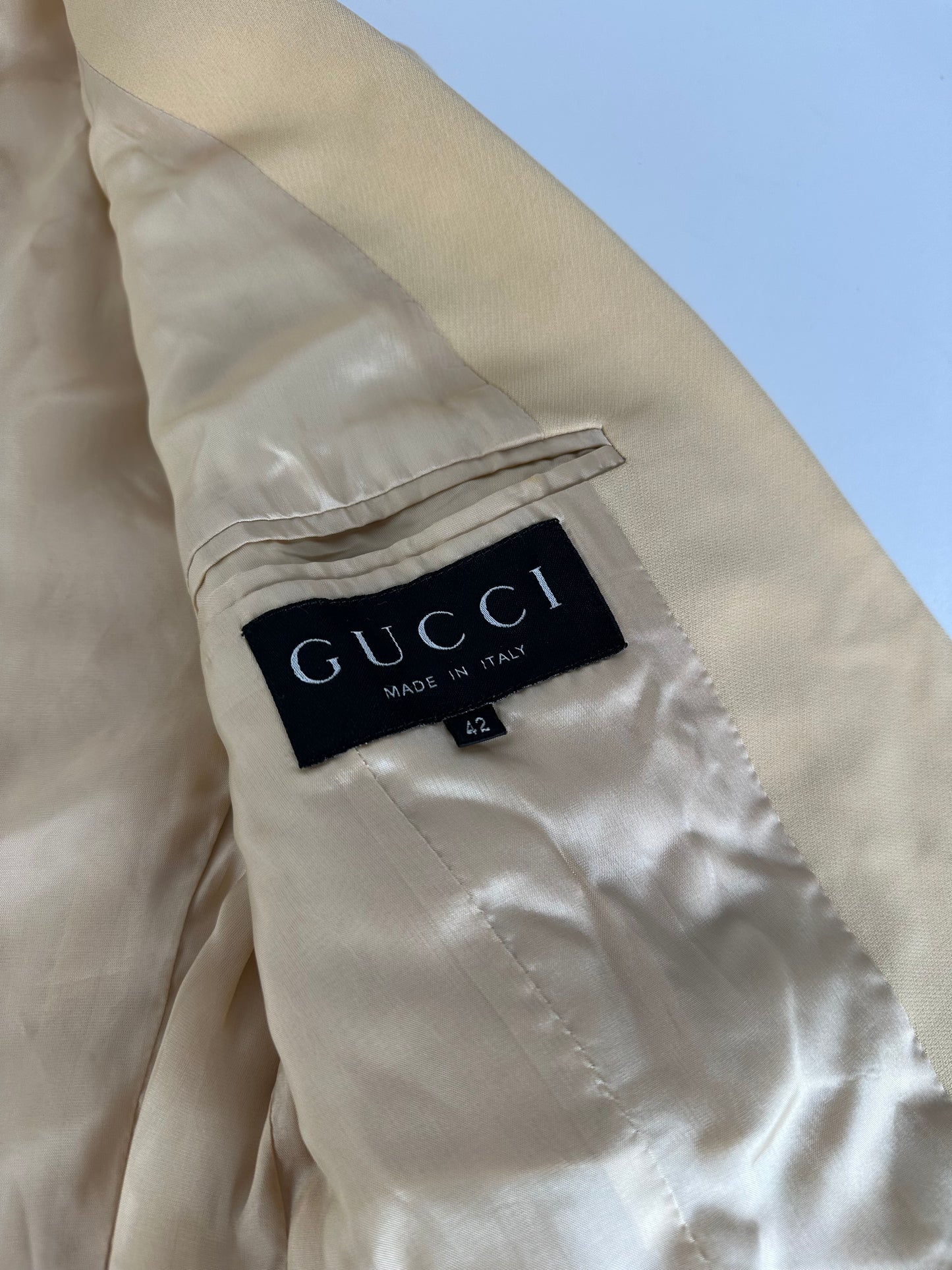 Vintage Gucci Viscose Longline Blazer Beige IT42