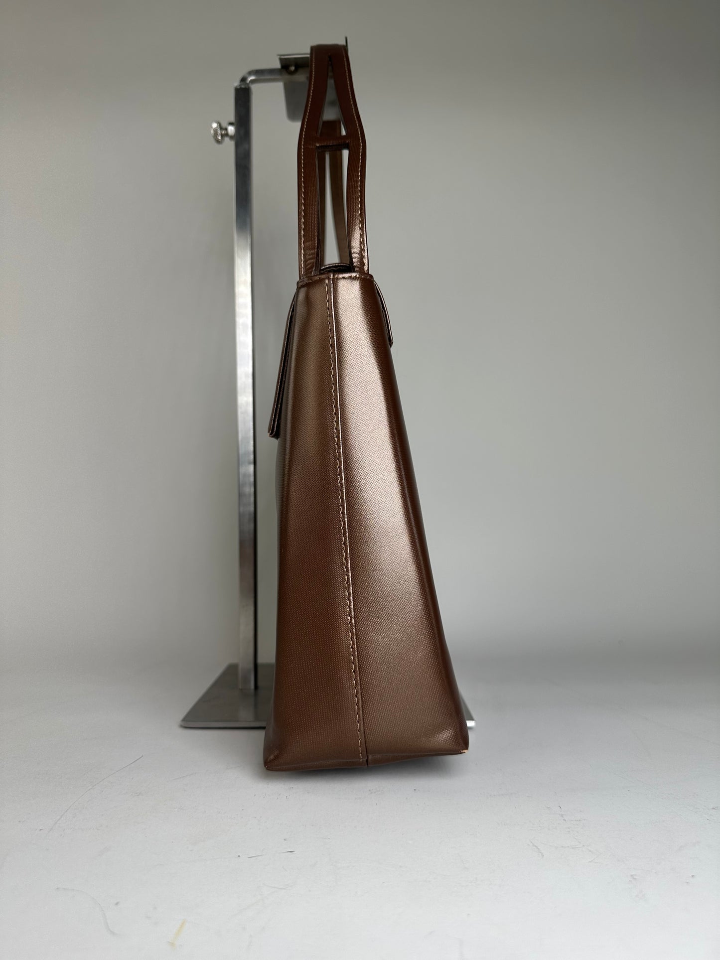 Vintage Givenchy Smooth Leather Shoulder Bag Brown Silver