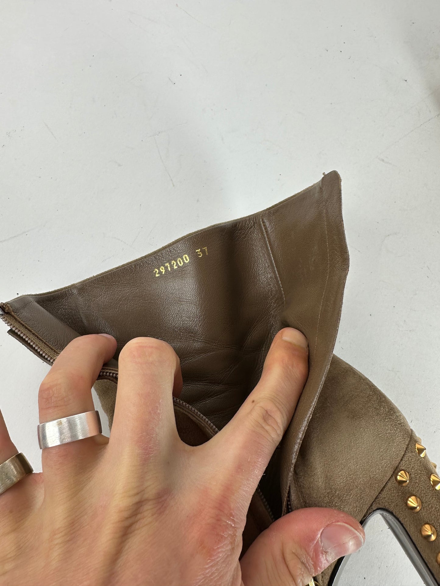 Vintage Gucci Studded Heeled Boots Brown 37
