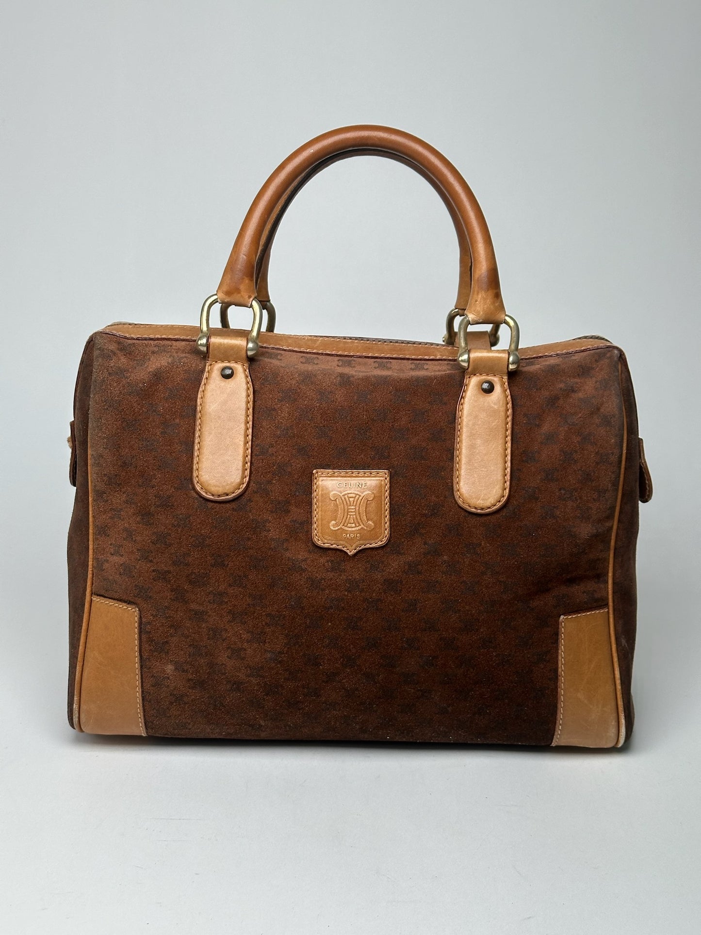 Vintage Celine Paris Suede leather Monogram Bag brown