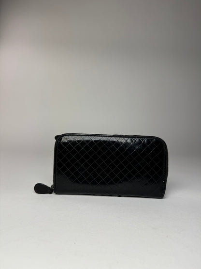Vintage Bottega Veneta Intrecciato Leather Wallet Black zipper off