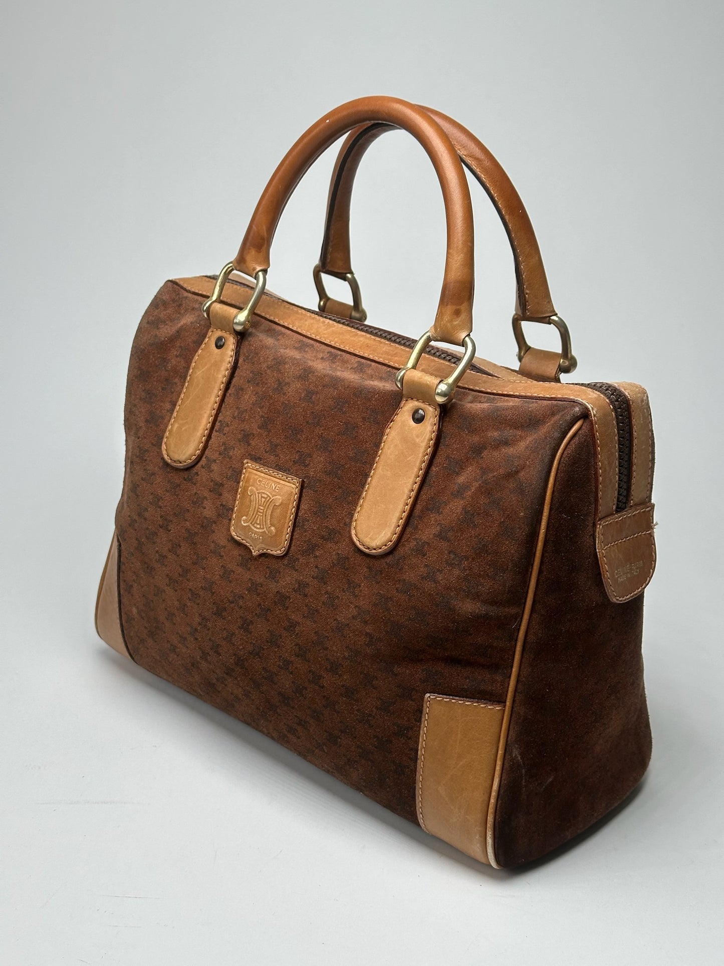 Vintage Celine Paris Suede leather Monogram Bag brown