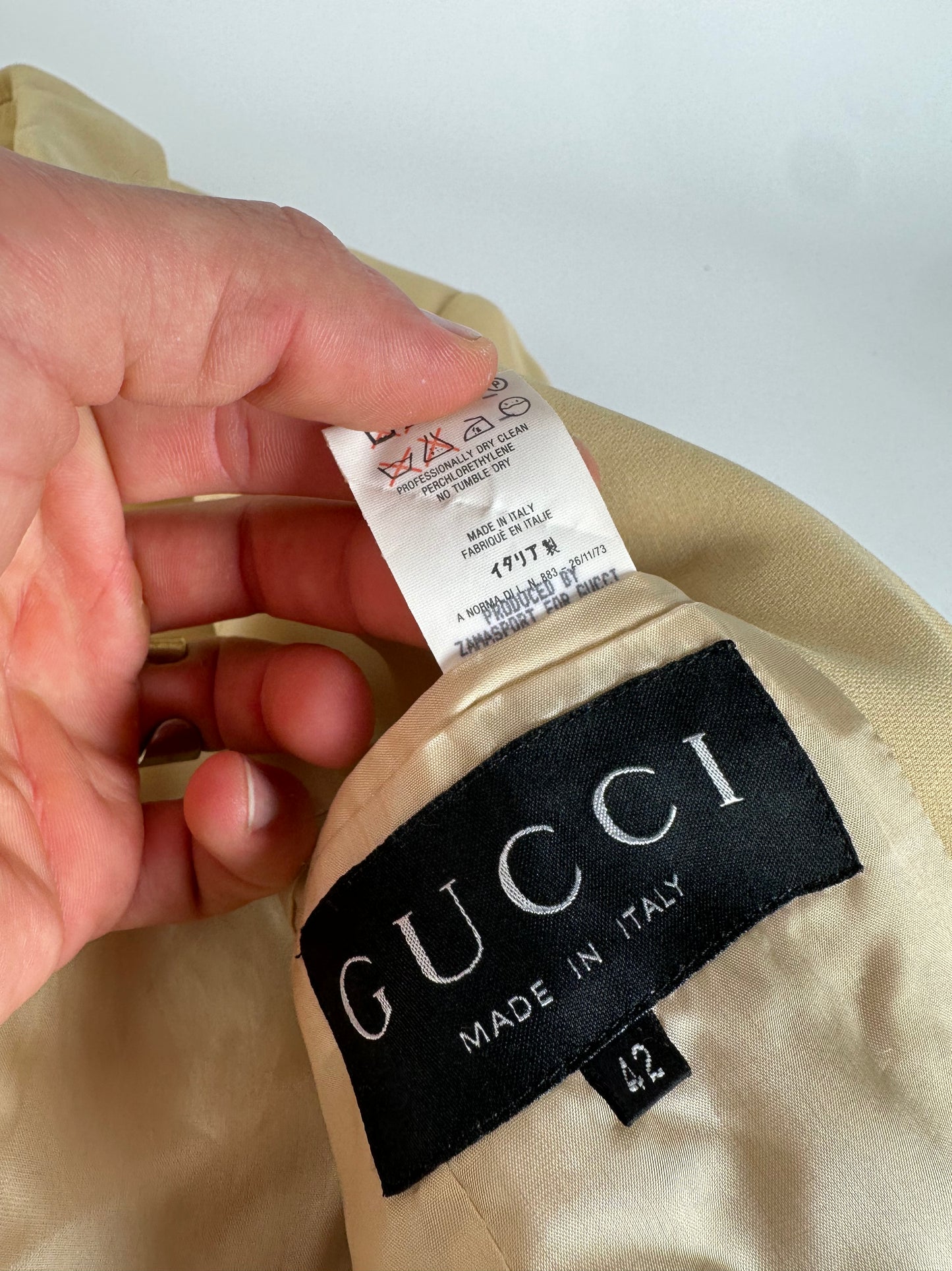 Vintage Gucci Viscose Longline Blazer Beige IT42