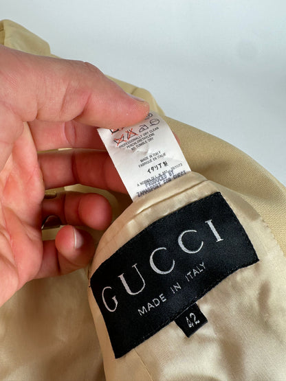 Vintage Gucci Viscose Longline Blazer Beige IT42