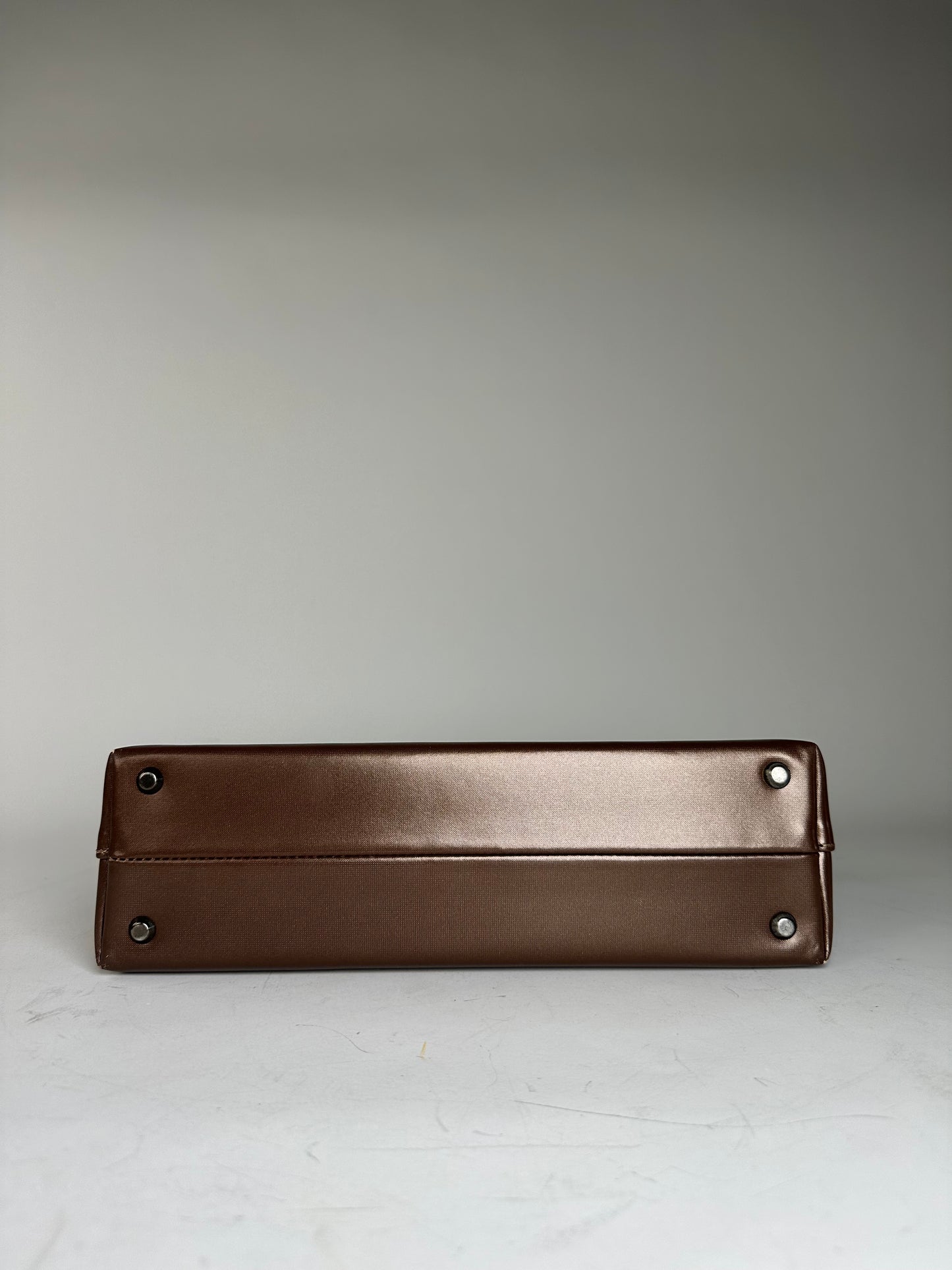 Vintage Givenchy Smooth Leather Shoulder Bag Brown Silver