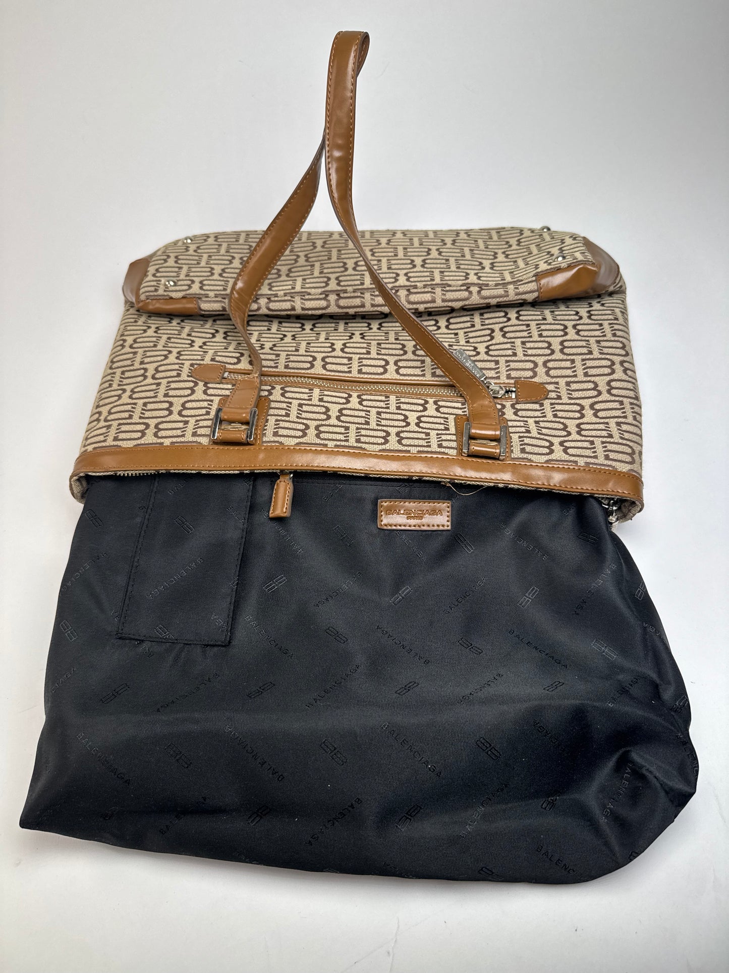 Vintage Balenciaga Monogram Handbag Beige Brown