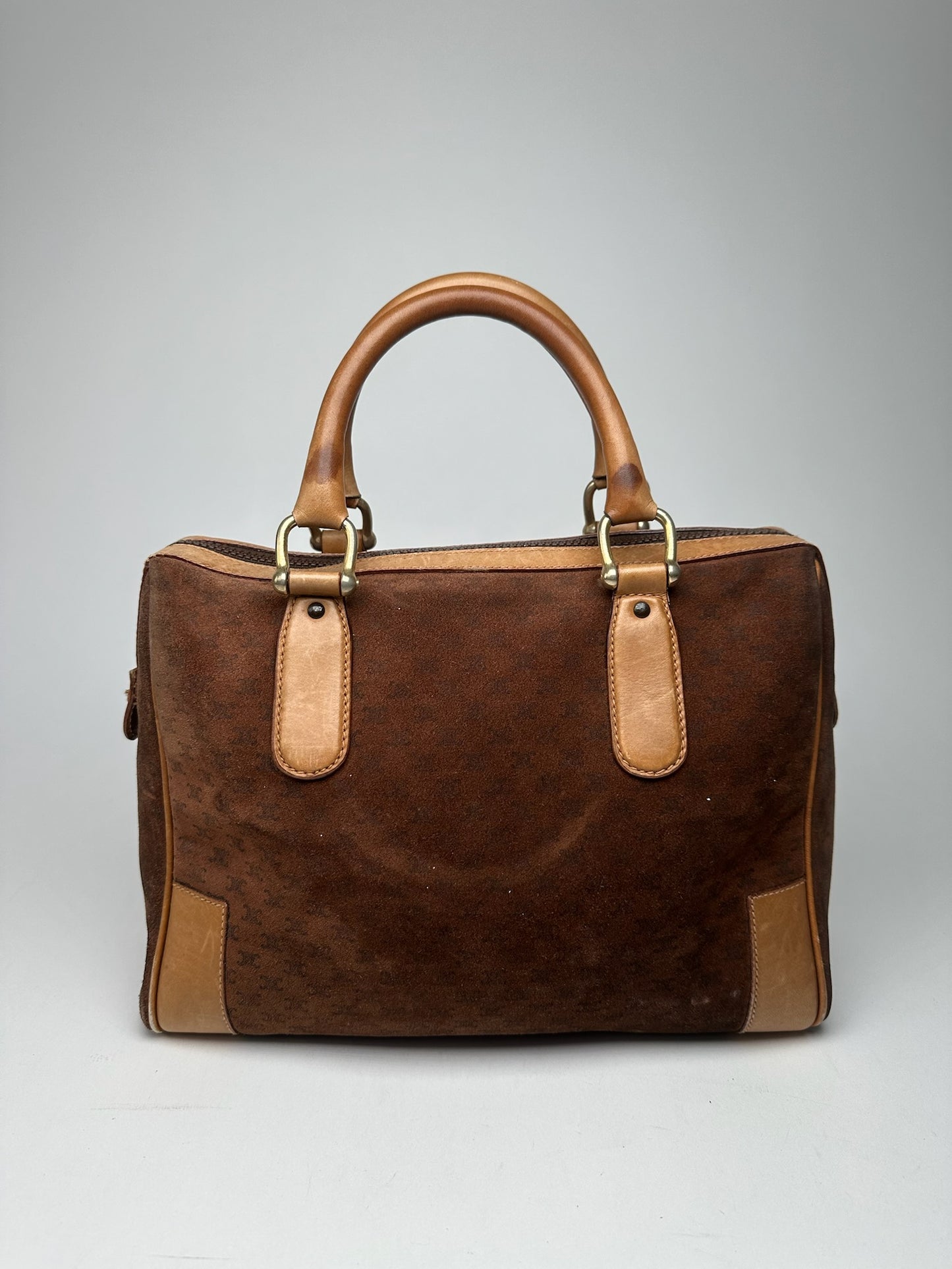 Vintage Celine Paris Suede leather Monogram Bag brown