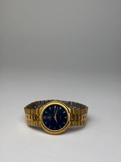 Vintage Givenchy 4G Logo Quartz Bracelet Watch c. Late 1980s Gold Blue