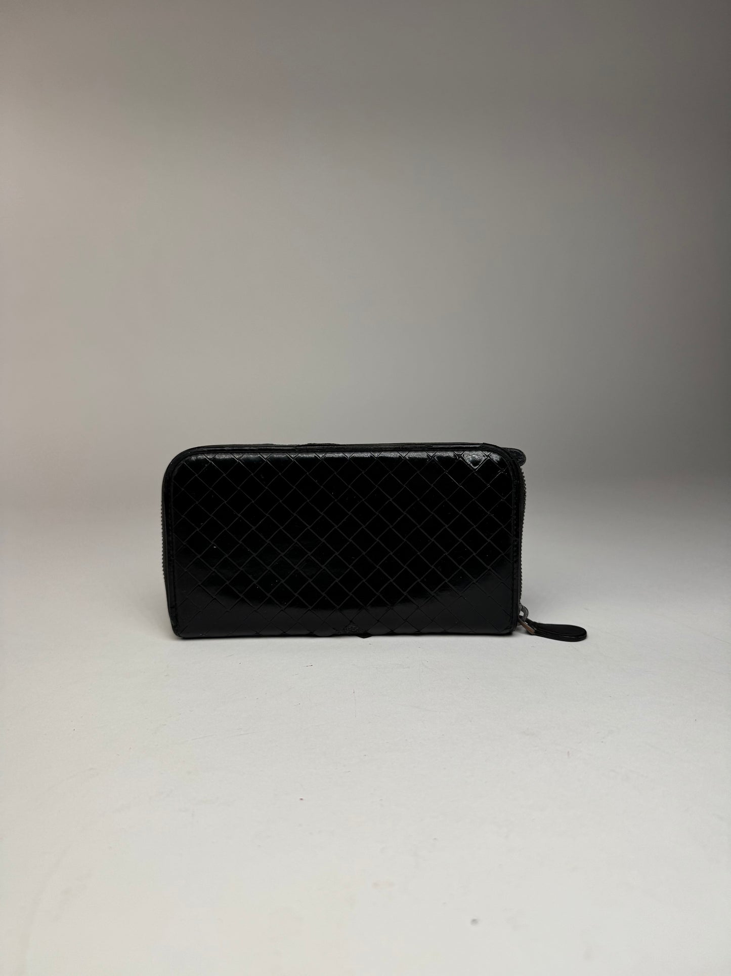 Vintage Bottega Veneta Intrecciato Leather Wallet Black zipper off