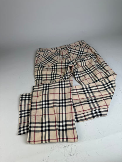 Vintage Burberry Nova Check Trousers Beige XS