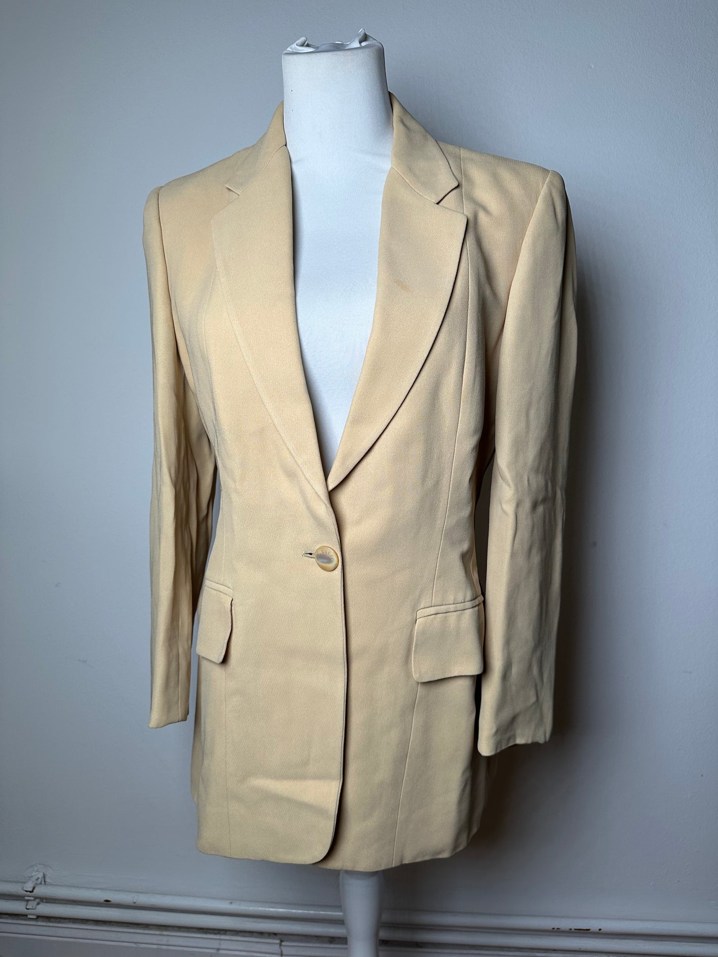 Vintage Gucci Viscose Longline Blazer Beige IT42