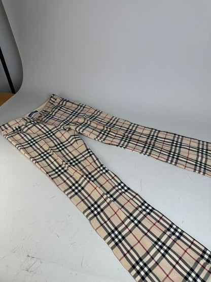 Vintage Burberry Nova Check Trousers Beige XS