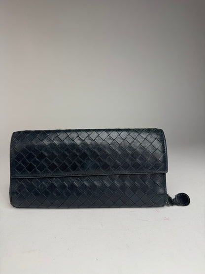Vintage Bottega Veneta Intrecciato leather wallet black
