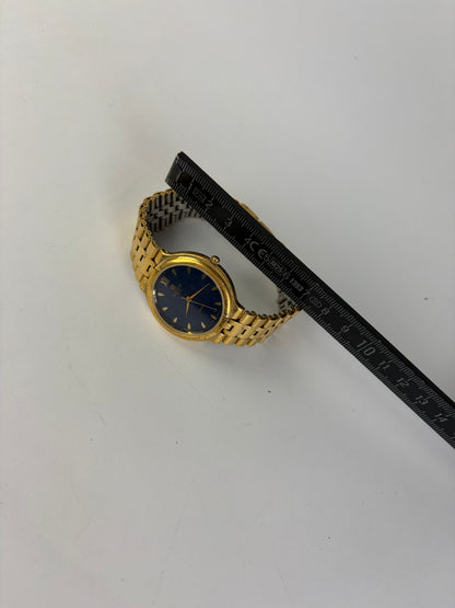 Vintage Givenchy 4G Logo Quartz Bracelet Watch c. Late 1980s Gold Blue