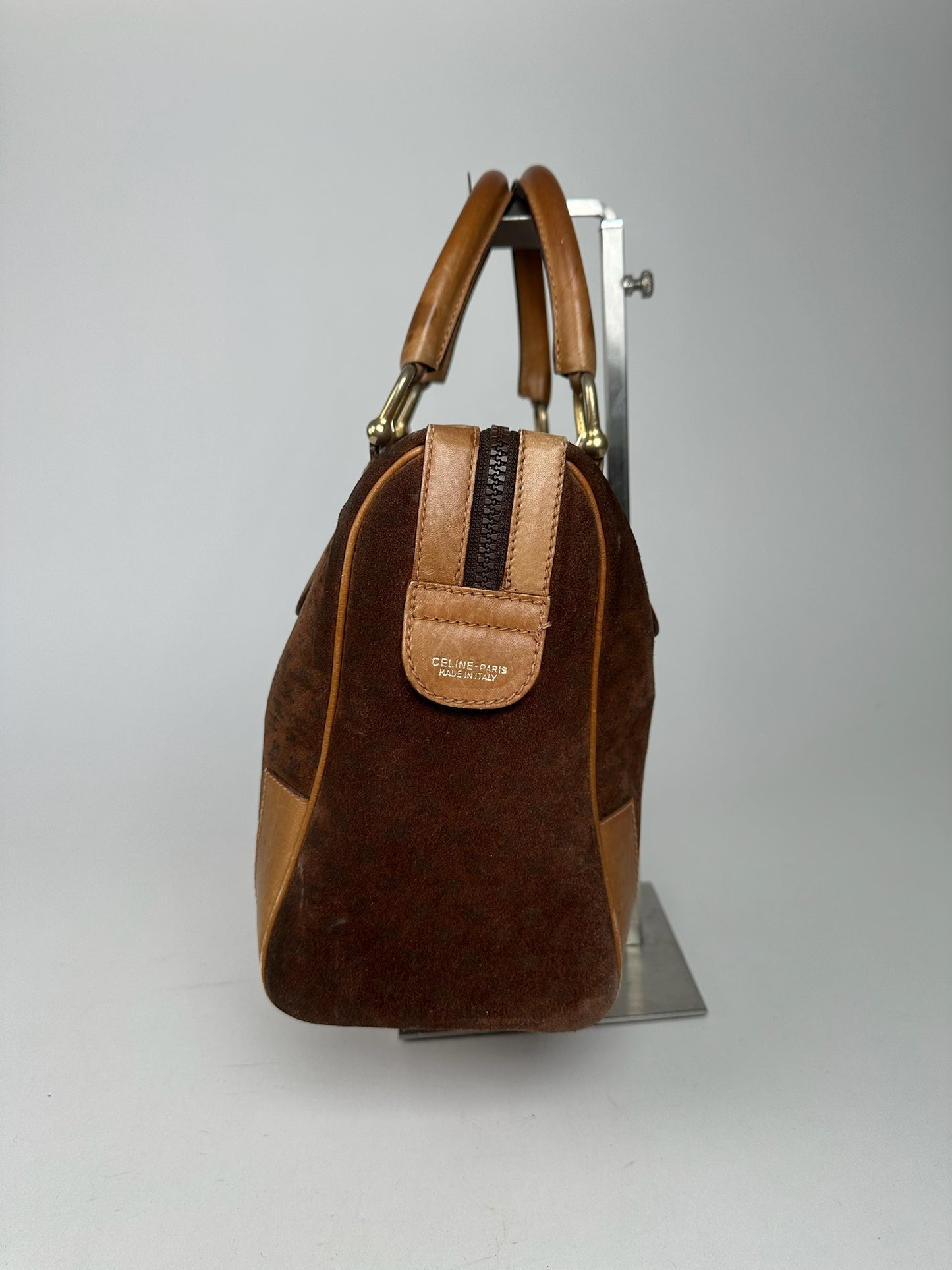 Vintage Celine Paris Suede leather Monogram Bag brown