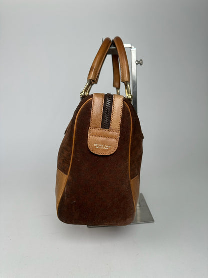 Vintage Celine Paris Suede leather Monogram Bag brown