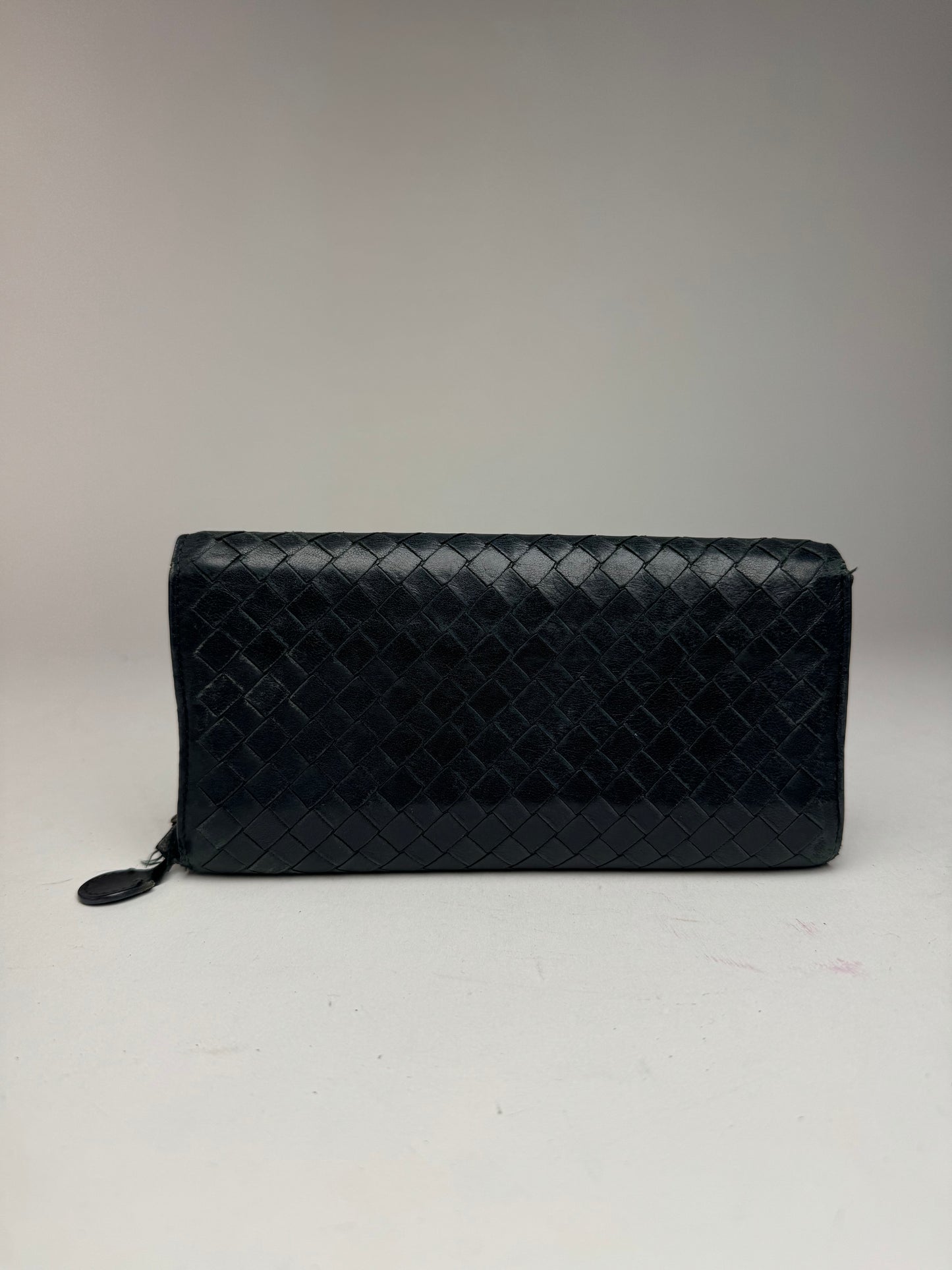 Vintage Bottega Veneta Intrecciato leather wallet black